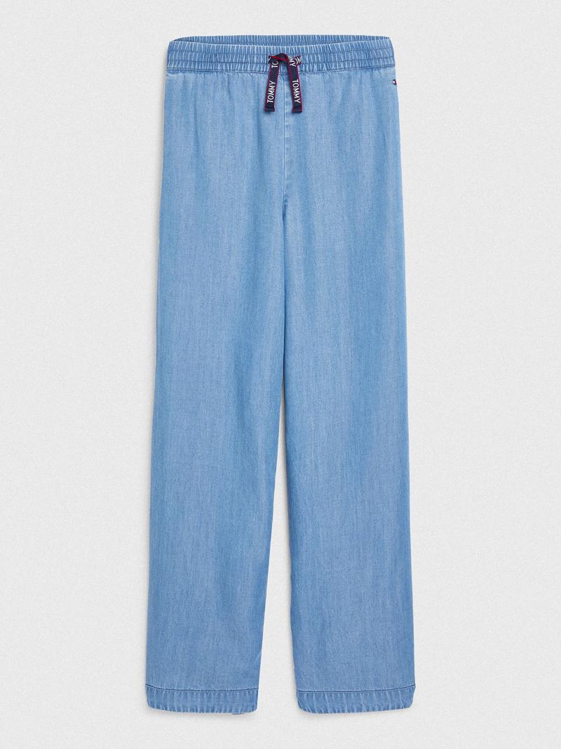 Lány Tommy Hilfiger Chambray Drawstring Pant Nadrág Kék | HU 1969WNB